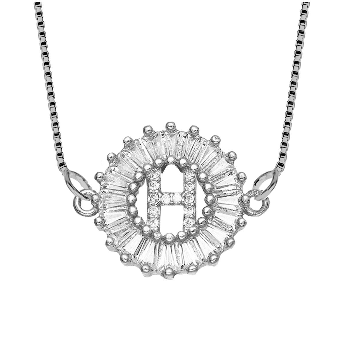 CZ Silver Initial Alphabet Letter B Necklace Pendant Chain Bulk
