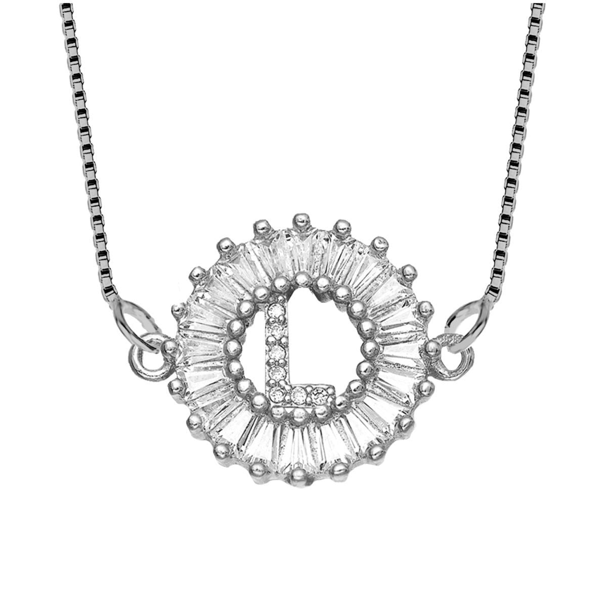 CZ Silver Initial Alphabet Letter B Necklace Pendant Chain Bulk