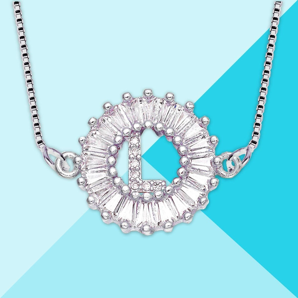 CZ Silver Initial Alphabet Letter B Necklace Pendant Chain Bulk