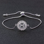 Initial Alphabet Large Letter CZ Silver Slider Bracelet Bulk