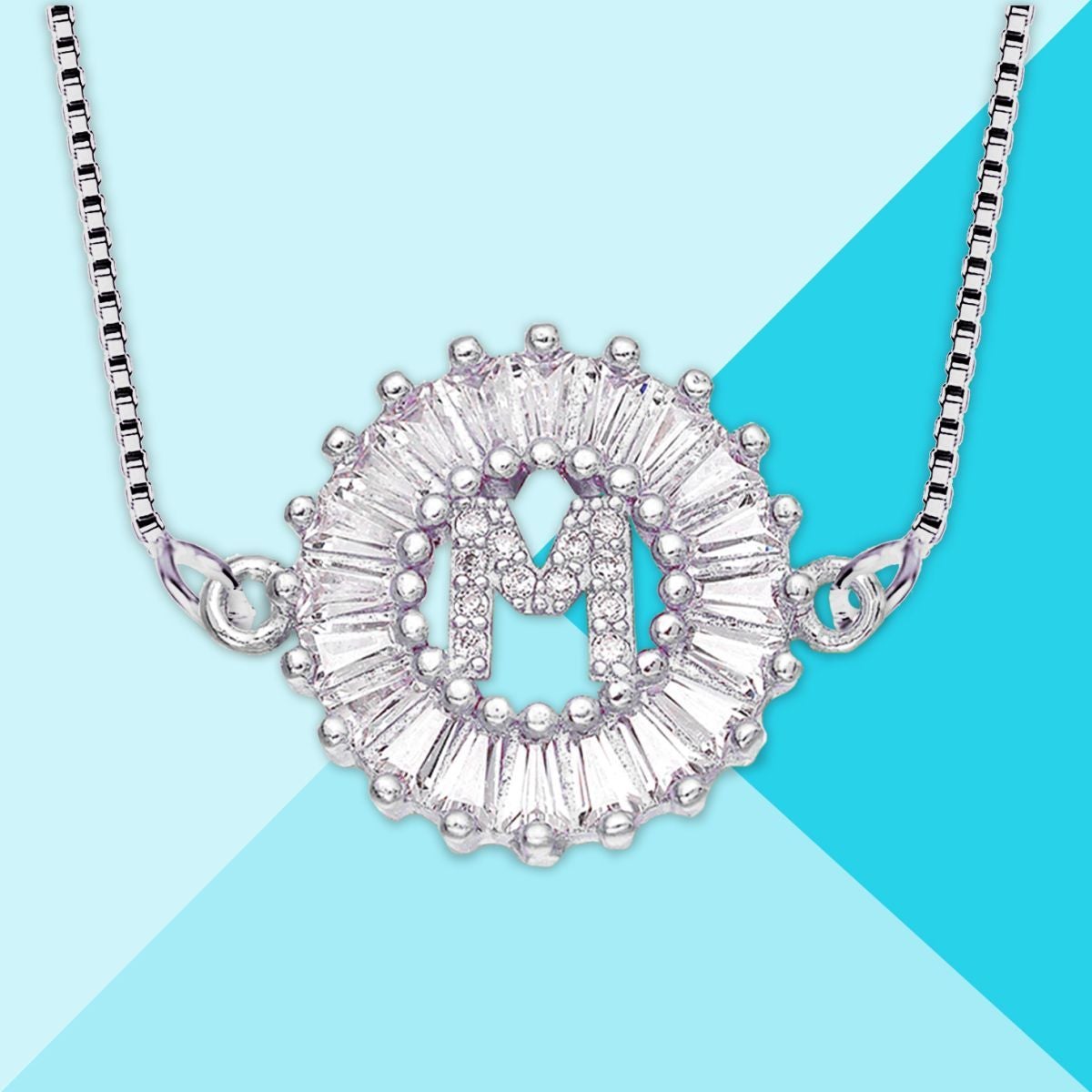 CZ Silver Initial Alphabet Letter B Necklace Pendant Chain Bulk