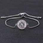 Initial Alphabet Large Letter CZ Silver Slider Bracelet Bulk