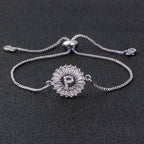 Initial Alphabet Large Letter CZ Silver Slider Bracelet Bulk