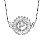 CZ Silver Initial Alphabet Letter B Necklace Pendant Chain Bulk