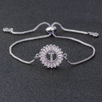 Initial Alphabet Large Letter CZ Silver Slider Bracelet Bulk