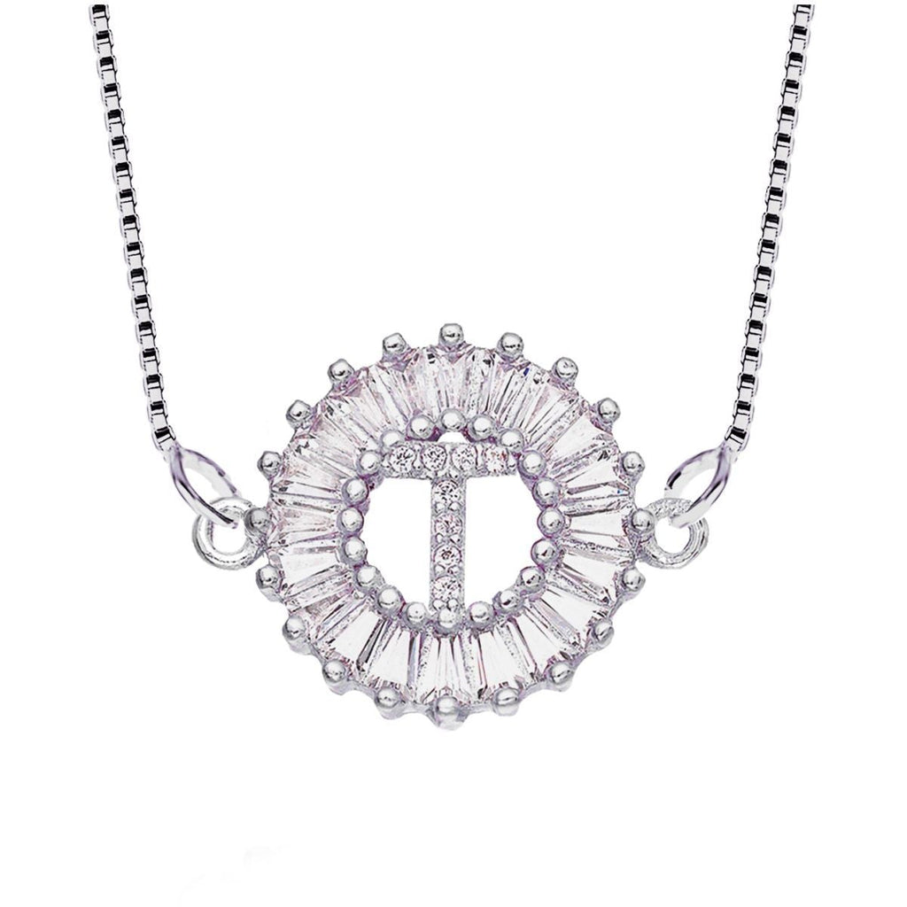 CZ Silver Initial Alphabet Letter B Necklace Pendant Chain Bulk