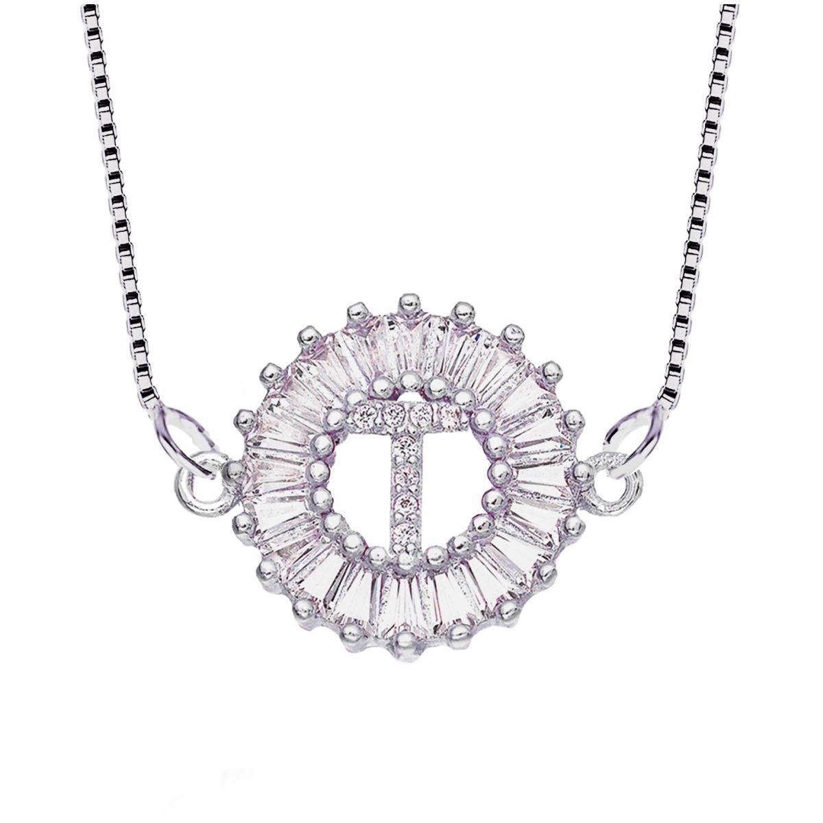 CZ Silver Initial Alphabet Letter B Necklace Pendant Chain Bulk