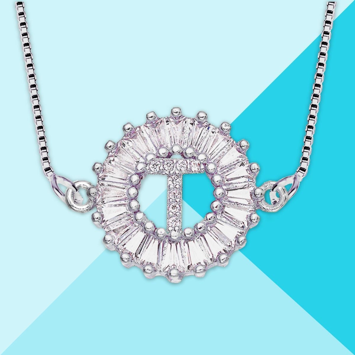 CZ Silver Initial Alphabet Letter B Necklace Pendant Chain Bulk