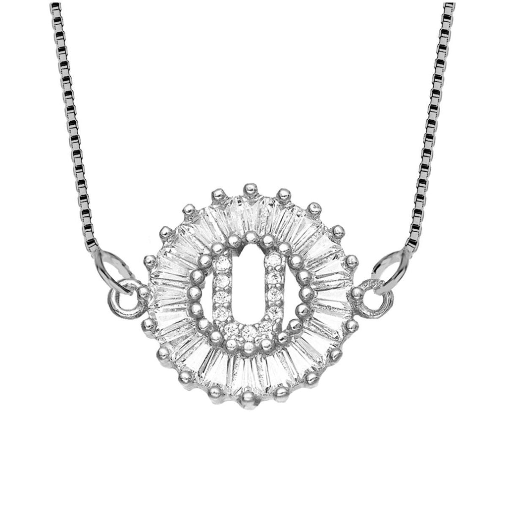 CZ Silver Initial Alphabet Letter B Necklace Pendant Chain Bulk