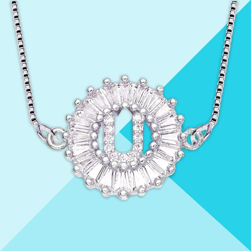 CZ Silver Initial Alphabet Letter B Necklace Pendant Chain Bulk