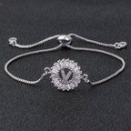 Initial Alphabet Large Letter CZ Silver Slider Bracelet Bulk