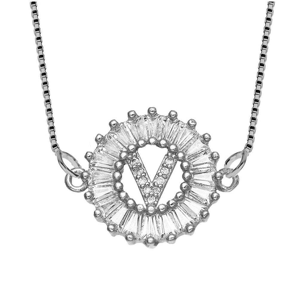 CZ Silver Initial Alphabet Letter B Necklace Pendant Chain Bulk