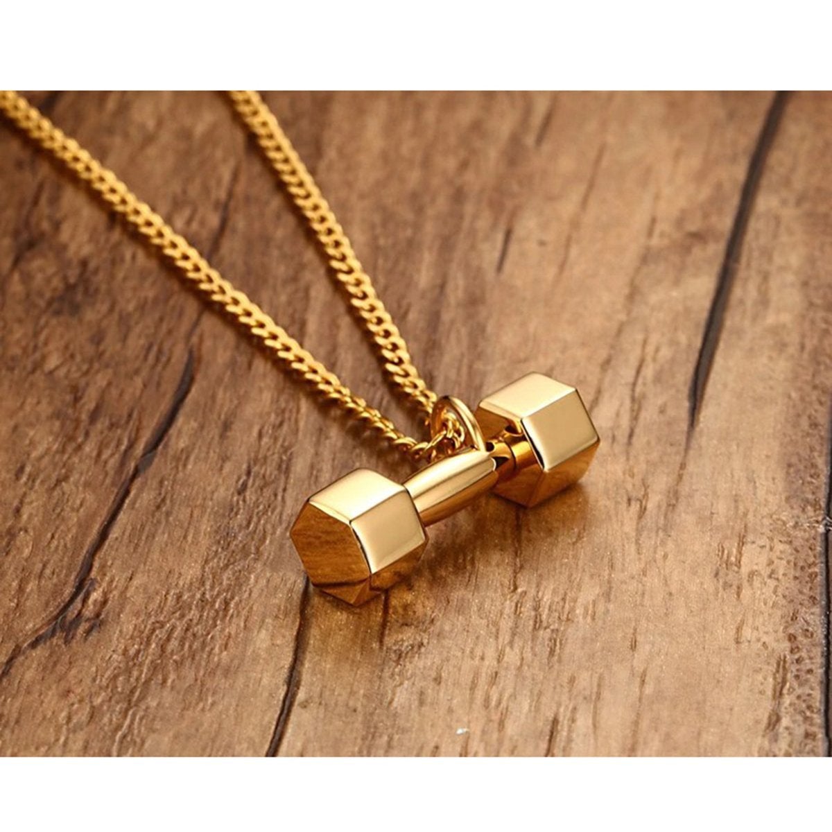 Dumbbell Gold Necklace Pendant Chain Bulk