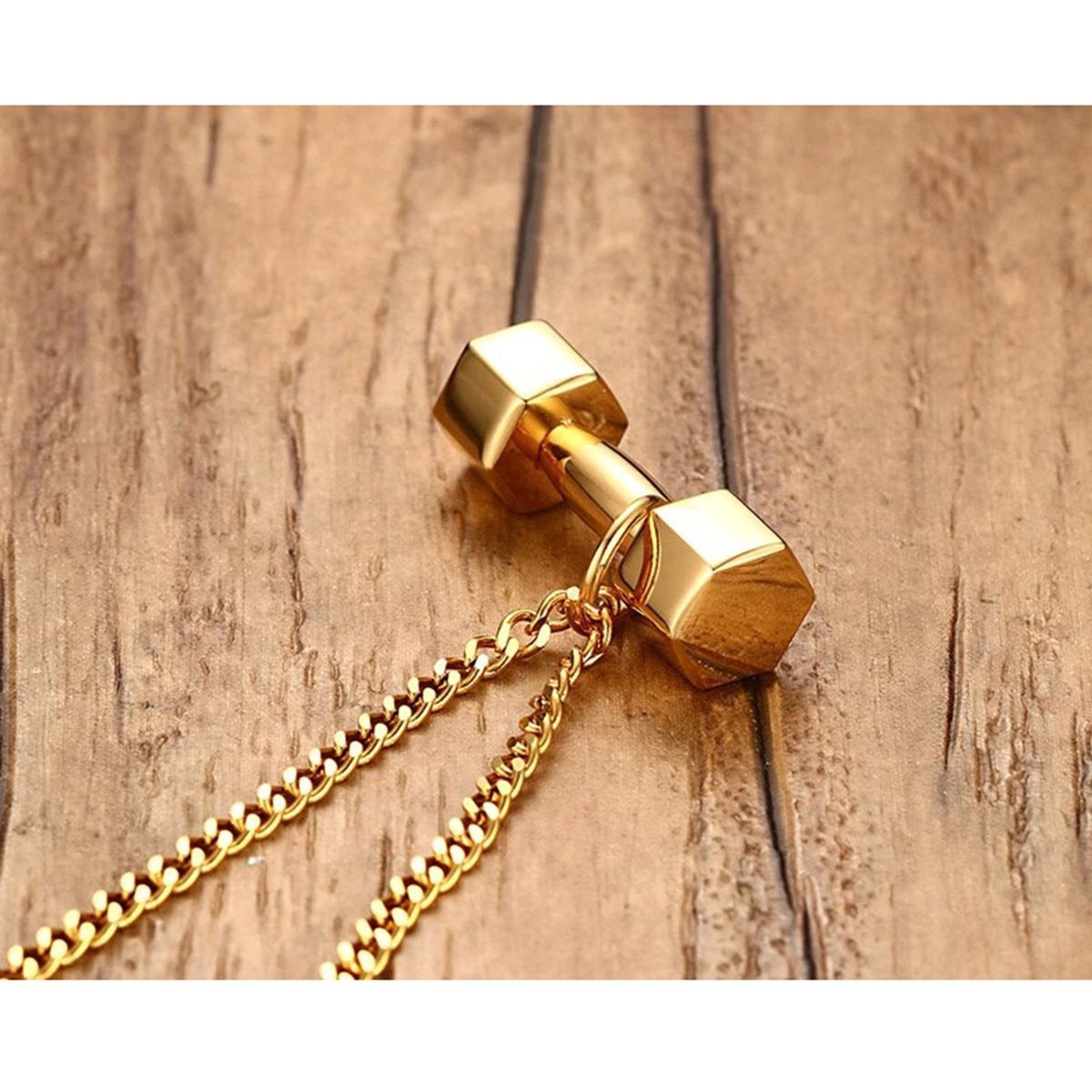 Dumbbell Gold Necklace Pendant Chain Bulk