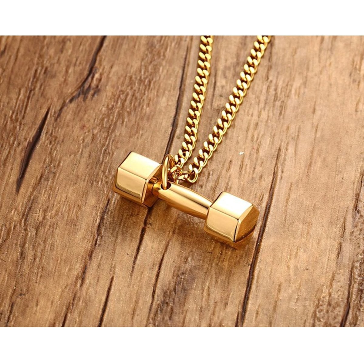 Dumbbell Gold Necklace Pendant Chain Bulk