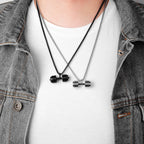 Silver Stainless Steel Dumbbell Barbell Weight Lifting Pendant Chain Men