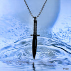Knife Dagger 316L Surgical Stainless Steel Black Pendant Chain Bulk