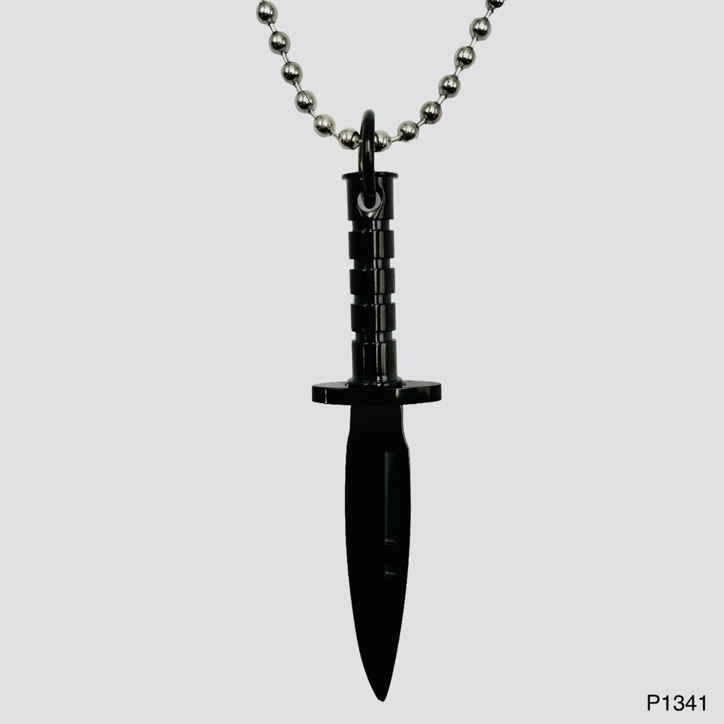 Knife Dagger 316L Surgical Stainless Steel Black Pendant Chain Bulk