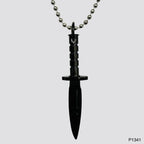 Knife Dagger 316L Surgical Stainless Steel Black Pendant Chain Bulk
