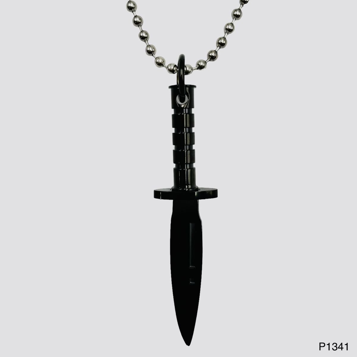 Knife Dagger 316L Surgical Stainless Steel Black Pendant Chain Bulk