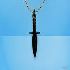 Knife Dagger 316L Surgical Stainless Steel Black Pendant Chain Bulk