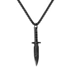 Knife Black Silver Necklace Pendant Chain Bulk