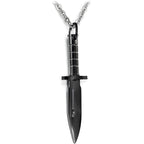 Knife Black Silver Necklace Pendant Chain Bulk