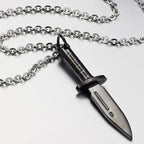 Knife Black Silver Necklace Pendant Chain Bulk