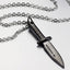 Knife Black Silver Necklace Pendant Chain Bulk