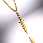 Knife Black Silver Necklace Pendant Chain Bulk