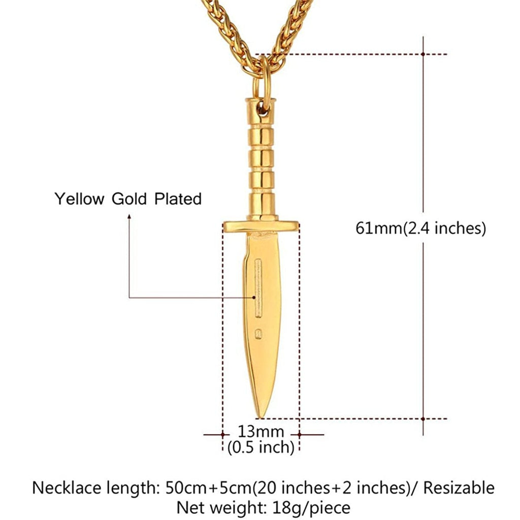 Knife Black Silver Necklace Pendant Chain Bulk