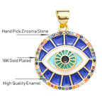 Turkish Evil Eye Blue Medallion Necklace Pendant Chain Bulk