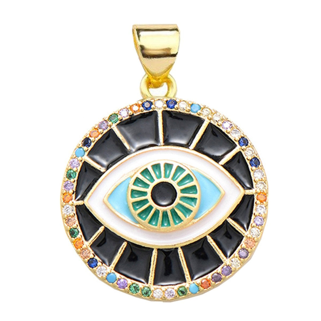 Turkish Evil Eye Nazariya Black Medallion Charms Locket Pendant Bulk