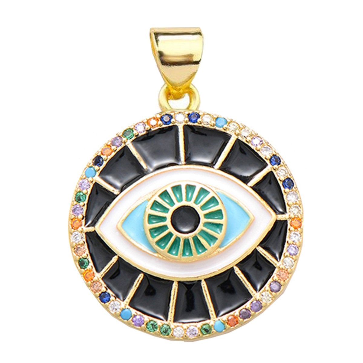 Turkish Evil Eye Nazariya Black Medallion Charms Locket Pendant Bulk