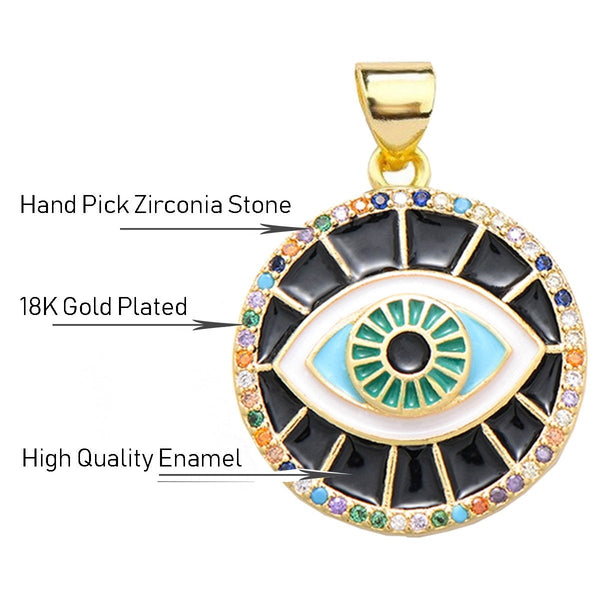 Turkish Evil Eye Nazariya Black Medallion Charms Locket Pendant Bulk Secondary image