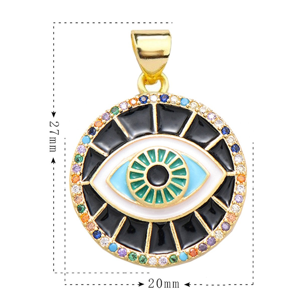 Turkish Evil Eye Nazariya Black Medallion Charms Locket Pendant Bulk