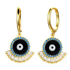 Evil Eye 18K Gold Black Brass Hoop Earring Pair For Women Bulk