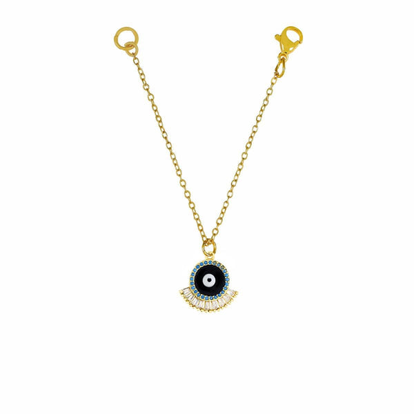 Evil Eye Black Gold CZ Enamel Slim Link Chain Watch Charm Bulk Main image