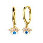 Evil Eye 18K Gold White Brass Hoop Earring Pair For Women Bulk