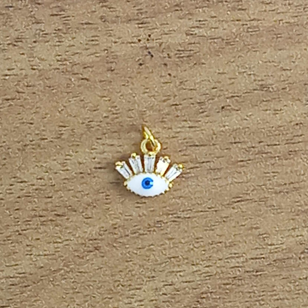 Turkish Evil Eye Lash Baguette Cubic Zirconia Gold White Charm Bulk Secondary image