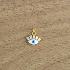 Turkish Evil Eye Lash Baguette Cubic Zirconia Gold White Charm Bulk