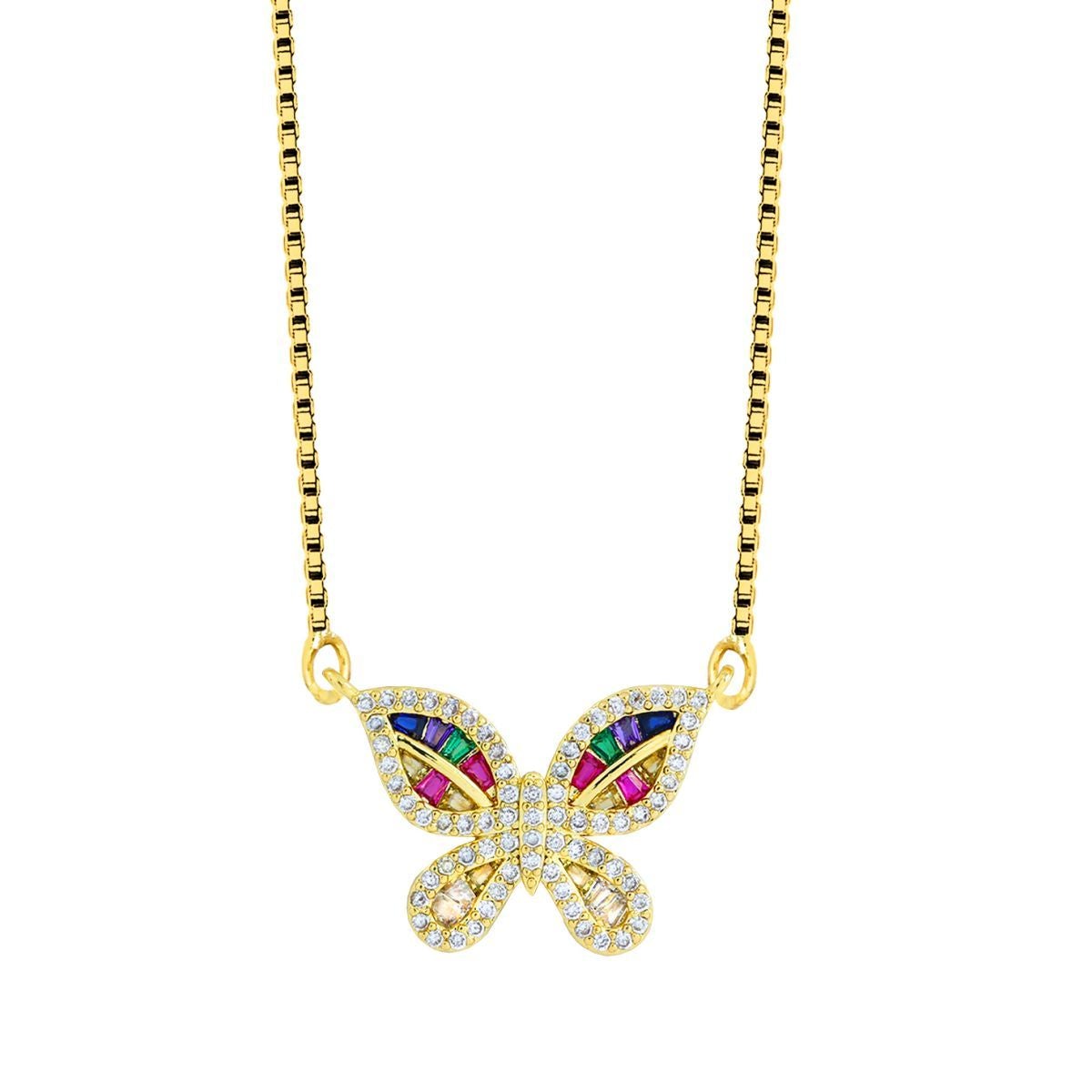 Cute Butterfly Charms Aaa CZ 18K Gold Necklace Pendant Chain Girl Bulk Secondary image