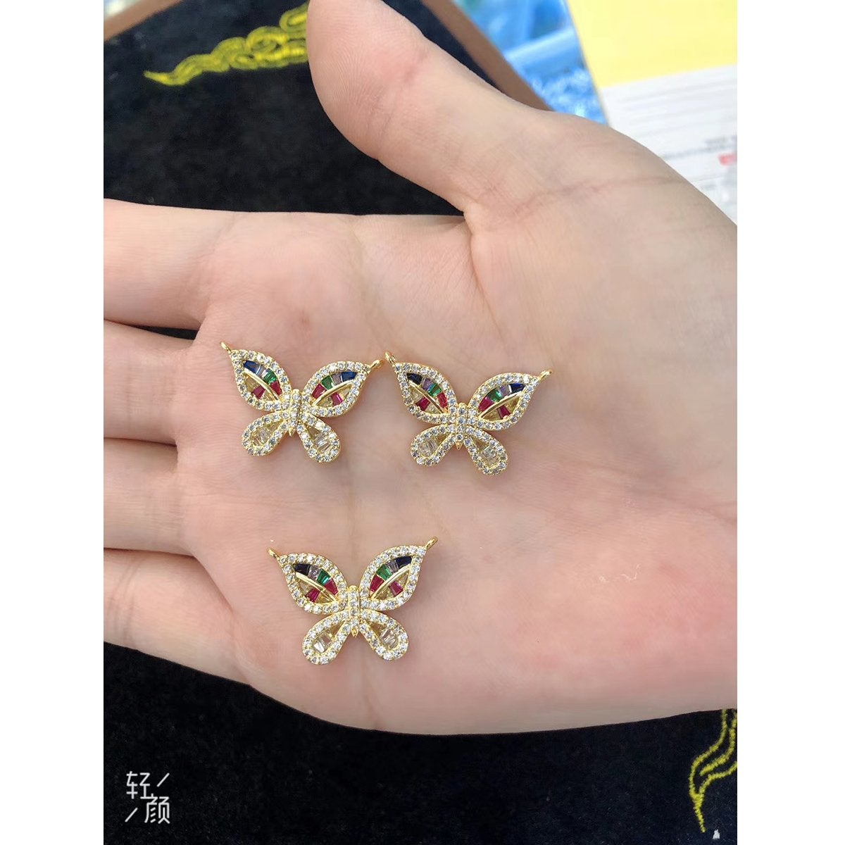 Cute Butterfly Charms Aaa Cubic Zirconia 18K Gold Centre Pcs Bulk Main image