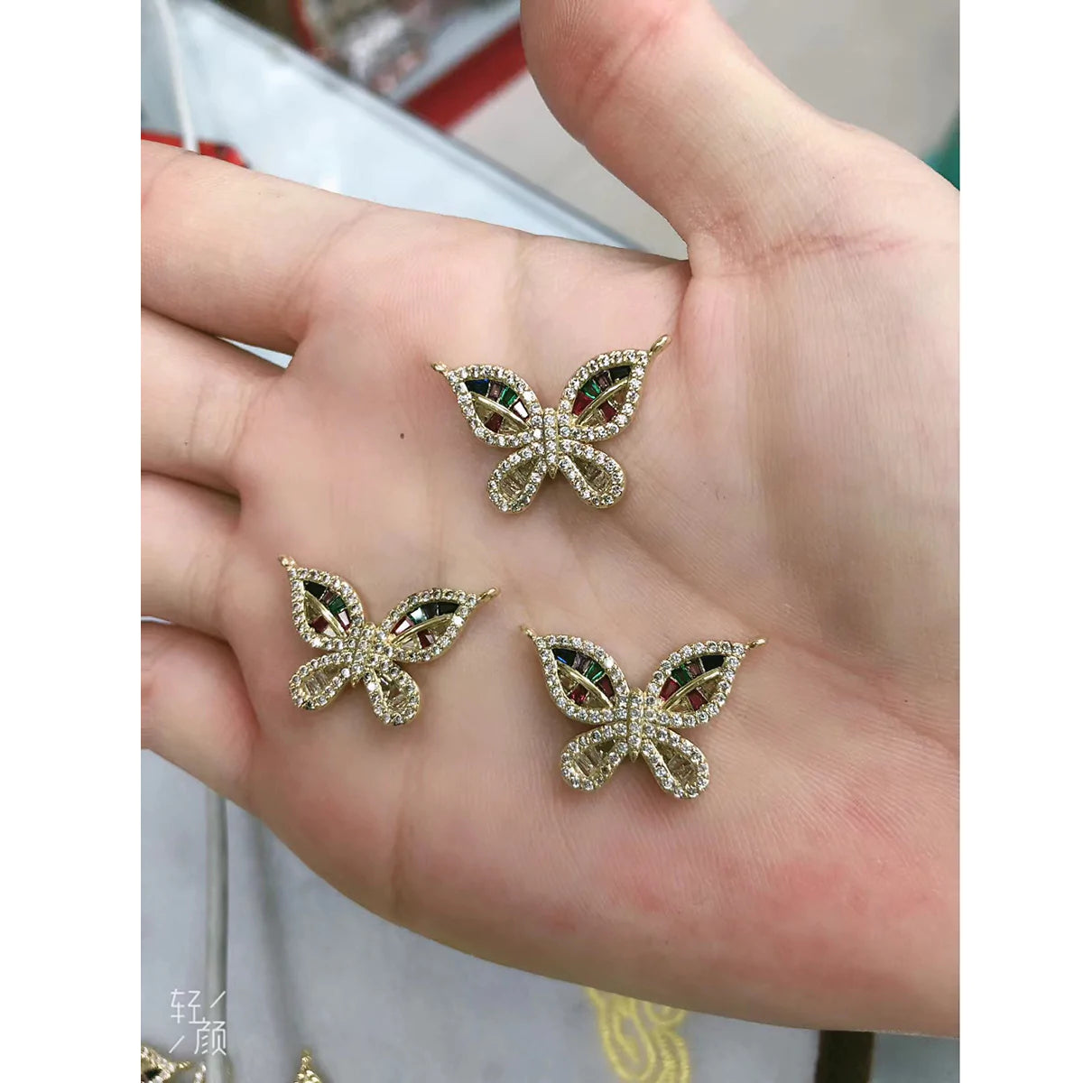 Cute Butterfly Charms Aaa Cubic Zirconia 18K Gold Centre Pcs Bulk Secondary image