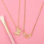 Cute Butterfly Charms Aaa CZ Gold Necklace Pendant Chain Girls Bulk