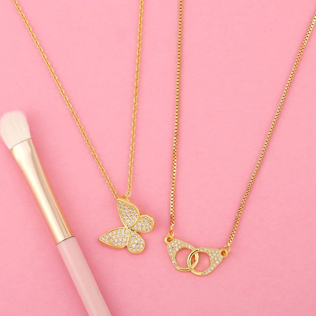 Cute Butterfly Charms Aaa CZ Gold Necklace Pendant Chain Girls Bulk