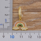 Rainbow 18K Gold Cubic Zirconia Brass Hoop Earring Pair For Women