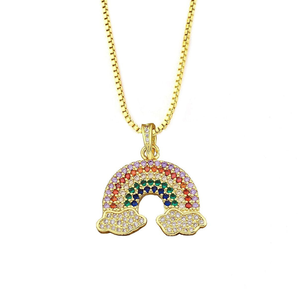 Multicolour Rainbow Cute Charms Pendant Necklace Chain For Women Bulk