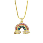 Multicolour Rainbow Cute Charms Pendant Necklace Chain For Women Bulk