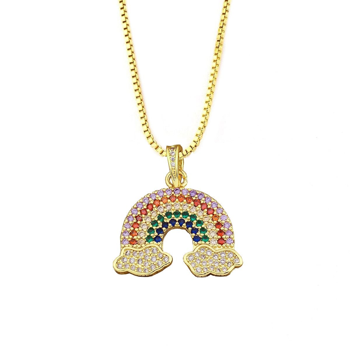 Multicolour Rainbow Cute Charms Pendant Necklace Chain For Women Bulk
